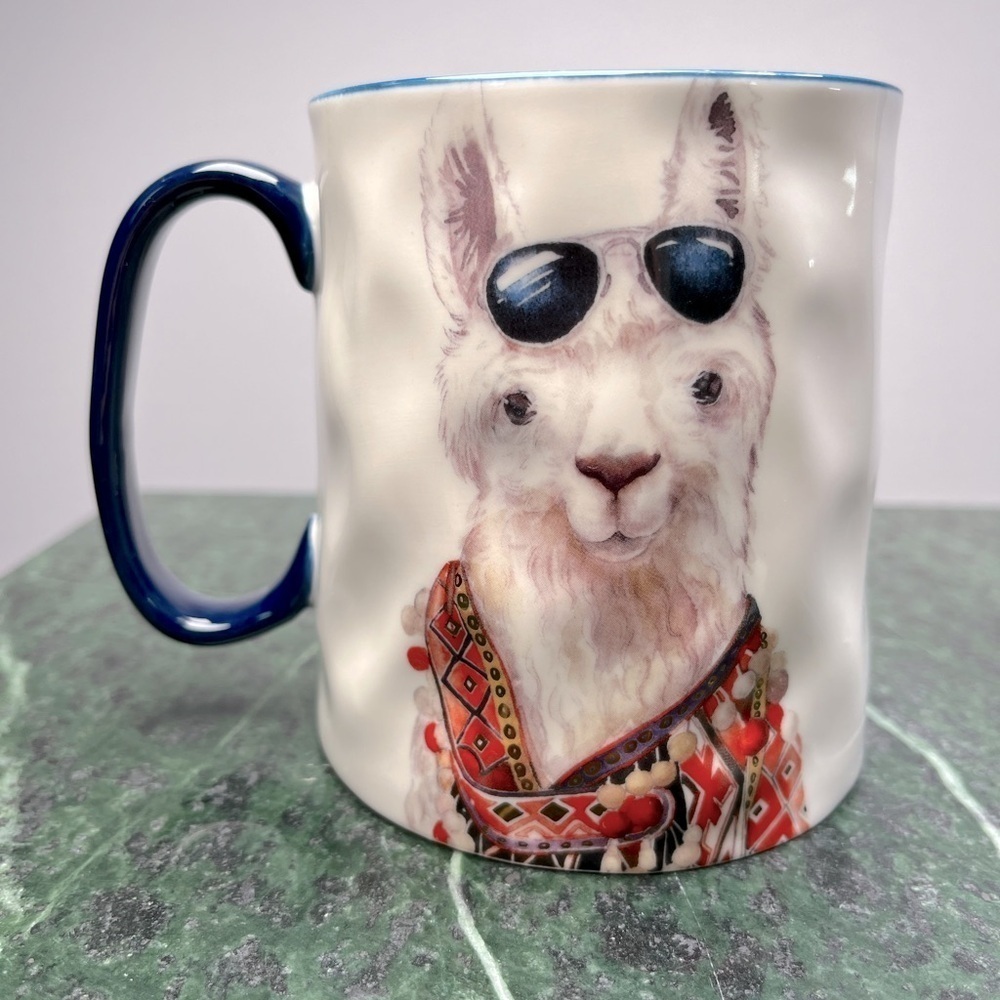 Signature Hipster Animal Llama with Glasses Coffee Mug-Excellent Condition-4”
